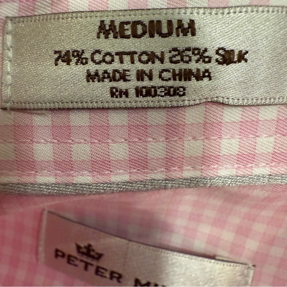 Peter Milllar Crown Soft Men’s Button Down Shirt Pink/white Gingham Size M - Picture 5 of 10